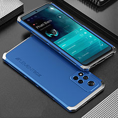 Funda Lujo Marco de Aluminio Carcasa 360 Grados para Xiaomi Poco X4 NFC Plata y Azul