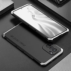 Funda Lujo Marco de Aluminio Carcasa 360 Grados para Xiaomi Redmi K40 Pro+ Plus 5G Plata y Negro