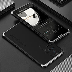 Funda Lujo Marco de Aluminio Carcasa 360 Grados para Xiaomi Redmi K50 5G Plata y Negro