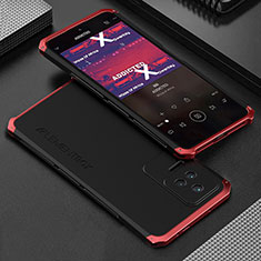 Funda Lujo Marco de Aluminio Carcasa 360 Grados para Xiaomi Redmi K50 5G Rojo y Negro