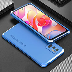 Funda Lujo Marco de Aluminio Carcasa 360 Grados para Xiaomi Redmi Note 10 JE 5G Azul