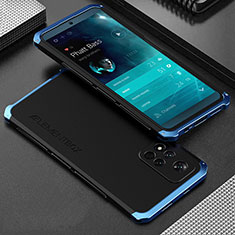 Funda Lujo Marco de Aluminio Carcasa 360 Grados para Xiaomi Redmi Note 11 Pro+ Plus 5G Azul y Negro