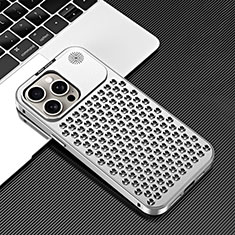 Funda Lujo Marco de Aluminio Carcasa 360 Grados QC3 para Apple iPhone 15 Pro Max Plata