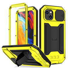 Funda Lujo Marco de Aluminio Carcasa 360 Grados RJ2 para Apple iPhone 13 Amarillo