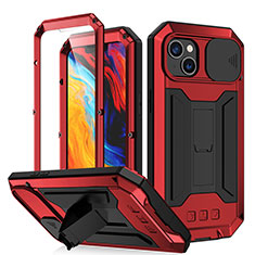 Funda Lujo Marco de Aluminio Carcasa 360 Grados RJ2 para Apple iPhone 13 Rojo