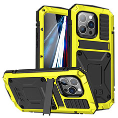 Funda Lujo Marco de Aluminio Carcasa 360 Grados RJ2 para Apple iPhone 14 Pro Max Amarillo