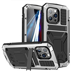 Funda Lujo Marco de Aluminio Carcasa 360 Grados RJ2 para Apple iPhone 14 Pro Max Plata