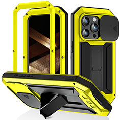 Funda Lujo Marco de Aluminio Carcasa 360 Grados RJ3 para Apple iPhone 14 Pro Max Amarillo