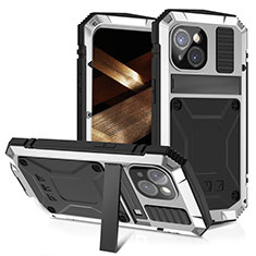 Funda Lujo Marco de Aluminio Carcasa 360 Grados RJ4 para Apple iPhone 14 Plata