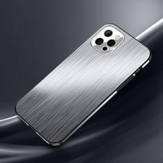 Funda Lujo Marco de Aluminio Carcasa M02 para Apple iPhone 13 Pro Plata