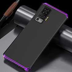 Funda Lujo Marco de Aluminio Carcasa M02 para Vivo X51 5G Morado y Negro