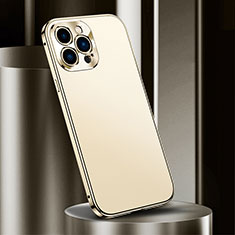 Funda Lujo Marco de Aluminio Carcasa M03 para Apple iPhone 13 Pro Oro