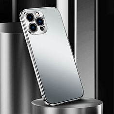 Funda Lujo Marco de Aluminio Carcasa M03 para Apple iPhone 16 Pro Plata