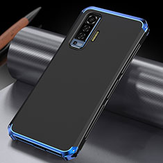 Funda Lujo Marco de Aluminio Carcasa M03 para Vivo X50 5G Azul y Negro