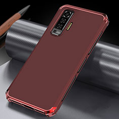 Funda Lujo Marco de Aluminio Carcasa M03 para Vivo X50 5G Rojo