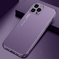 Funda Lujo Marco de Aluminio Carcasa M04 para Apple iPhone 13 Pro Morado