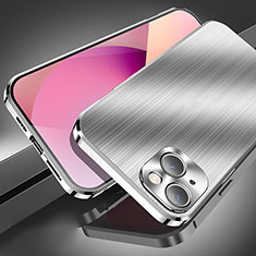 Funda Lujo Marco de Aluminio Carcasa M06 para Apple iPhone 13 Plata