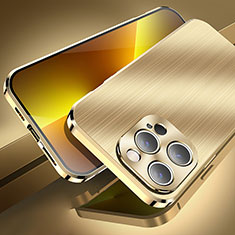 Funda Lujo Marco de Aluminio Carcasa M06 para Apple iPhone 13 Pro Oro