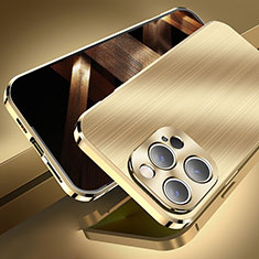 Funda Lujo Marco de Aluminio Carcasa M06 para Apple iPhone 14 Pro Max Oro
