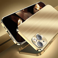 Funda Lujo Marco de Aluminio Carcasa M06 para Apple iPhone 15 Oro