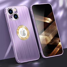 Funda Lujo Marco de Aluminio Carcasa M08 para Apple iPhone 15 Plus Morado