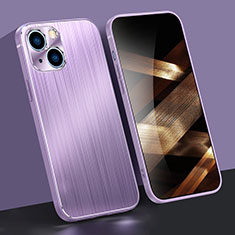 Funda Lujo Marco de Aluminio Carcasa M09 para Apple iPhone 15 Plus Morado