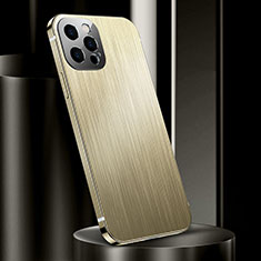 Funda Lujo Marco de Aluminio Carcasa para Apple iPhone 13 Pro Oro