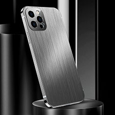 Funda Lujo Marco de Aluminio Carcasa para Apple iPhone 13 Pro Plata