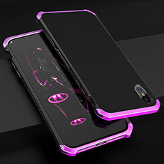 Funda Lujo Marco de Aluminio Carcasa para Apple iPhone X Morado