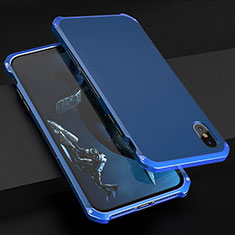 Funda Lujo Marco de Aluminio Carcasa para Apple iPhone Xs Max Azul