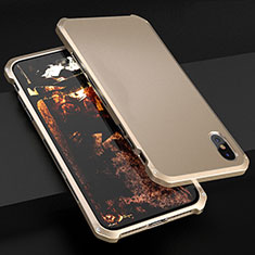 Funda Lujo Marco de Aluminio Carcasa para Apple iPhone Xs Max Oro