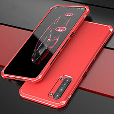 Funda Lujo Marco de Aluminio Carcasa para Oppo F15 Rojo