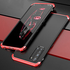 Funda Lujo Marco de Aluminio Carcasa para Oppo F15 Rojo y Negro