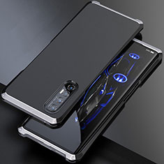 Funda Lujo Marco de Aluminio Carcasa para Oppo Find X2 Neo Plata y Negro