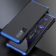 Funda Lujo Marco de Aluminio Carcasa para Oppo Reno3 Pro Azul y Negro