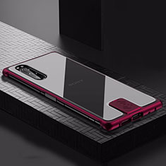 Funda Lujo Marco de Aluminio Carcasa para Sony Xperia 5 Rojo Rosa