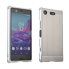 Funda Lujo Marco de Aluminio Carcasa para Sony Xperia XZ1 Compact Plata