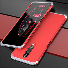 Funda Lujo Marco de Aluminio Carcasa para Xiaomi Poco X2 Plata y Rojo