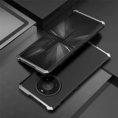 Funda Lujo Marco de Aluminio Carcasa T01 para Huawei Mate 40 Pro Plata y Negro