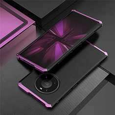 Funda Lujo Marco de Aluminio Carcasa T01 para Huawei Mate 40E Pro 5G Morado