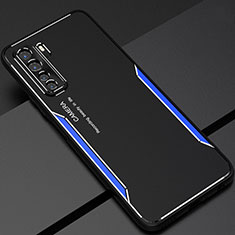 Funda Lujo Marco de Aluminio Carcasa T01 para Huawei Nova 7 SE 5G Azul