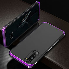 Funda Lujo Marco de Aluminio Carcasa T01 para Oppo A91 Morado