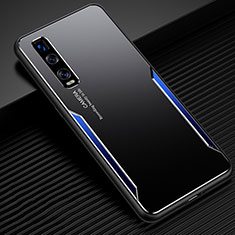 Funda Lujo Marco de Aluminio Carcasa T01 para Oppo Find X2 Pro Azul