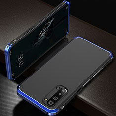 Funda Lujo Marco de Aluminio Carcasa T01 para Oppo Reno3 Azul y Negro