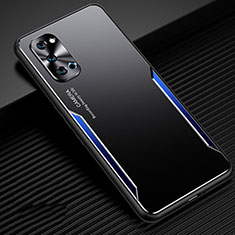 Funda Lujo Marco de Aluminio Carcasa T01 para Oppo Reno4 Pro 5G Azul