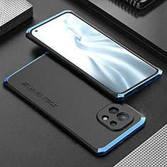 Funda Lujo Marco de Aluminio Carcasa T01 para Xiaomi Mi 11 Lite 5G Azul y Negro