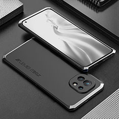 Funda Lujo Marco de Aluminio Carcasa T01 para Xiaomi Mi 11 Lite 5G Plata y Negro