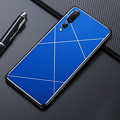 Funda Lujo Marco de Aluminio Carcasa T02 para Huawei P20 Pro Azul