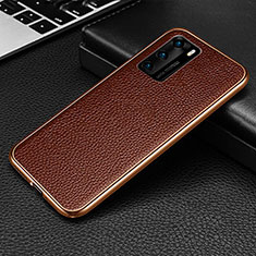 Funda Lujo Marco de Aluminio Carcasa T02 para Huawei P40 Marron