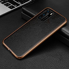 Funda Lujo Marco de Aluminio Carcasa T02 para Huawei P40 Oro y Negro